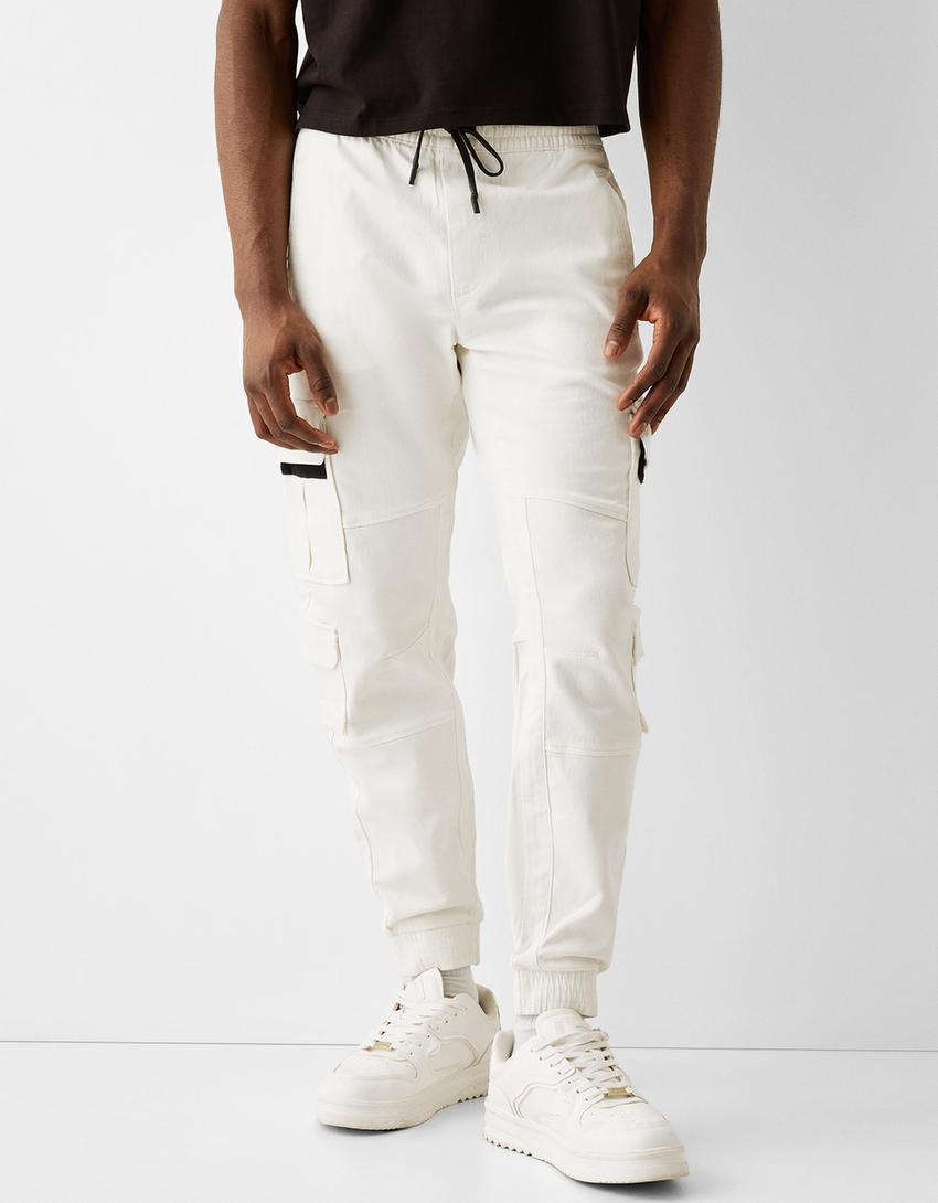 Calças jogger cargo slim fit-Gelo-1