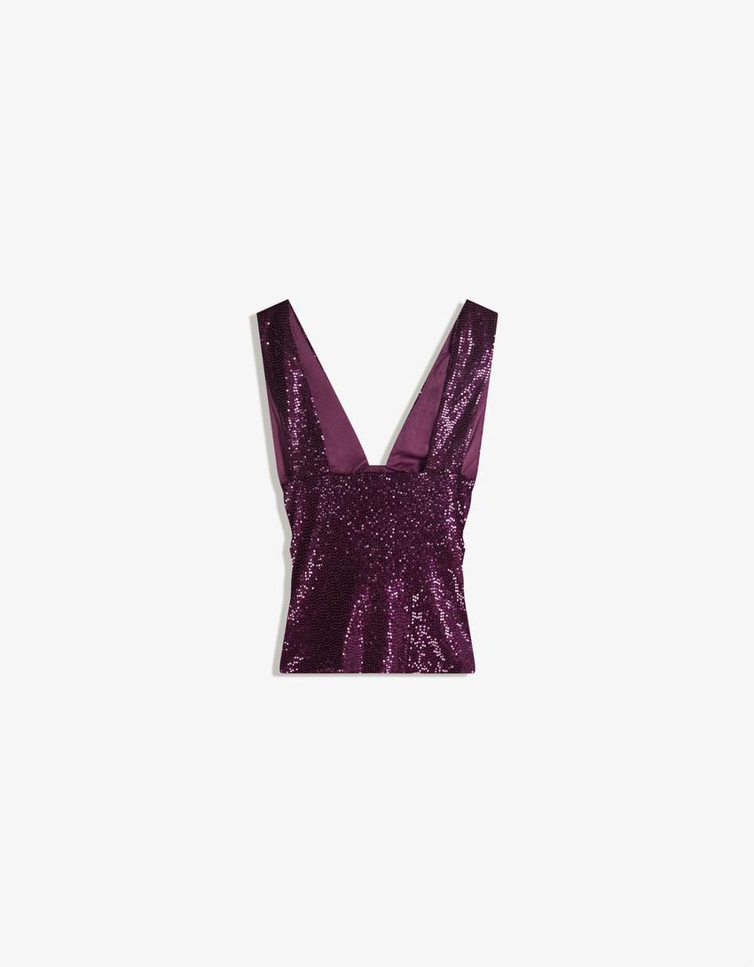 Top ajustat frunziments brillantor-Multicolor