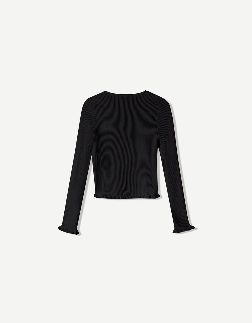 Chaqueta lazada volantes-Negro-4