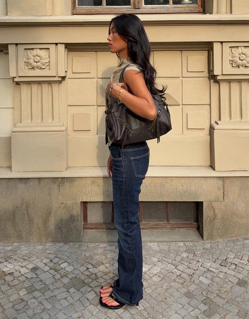 Düşük bel slim fit bootcut jean-Mavi