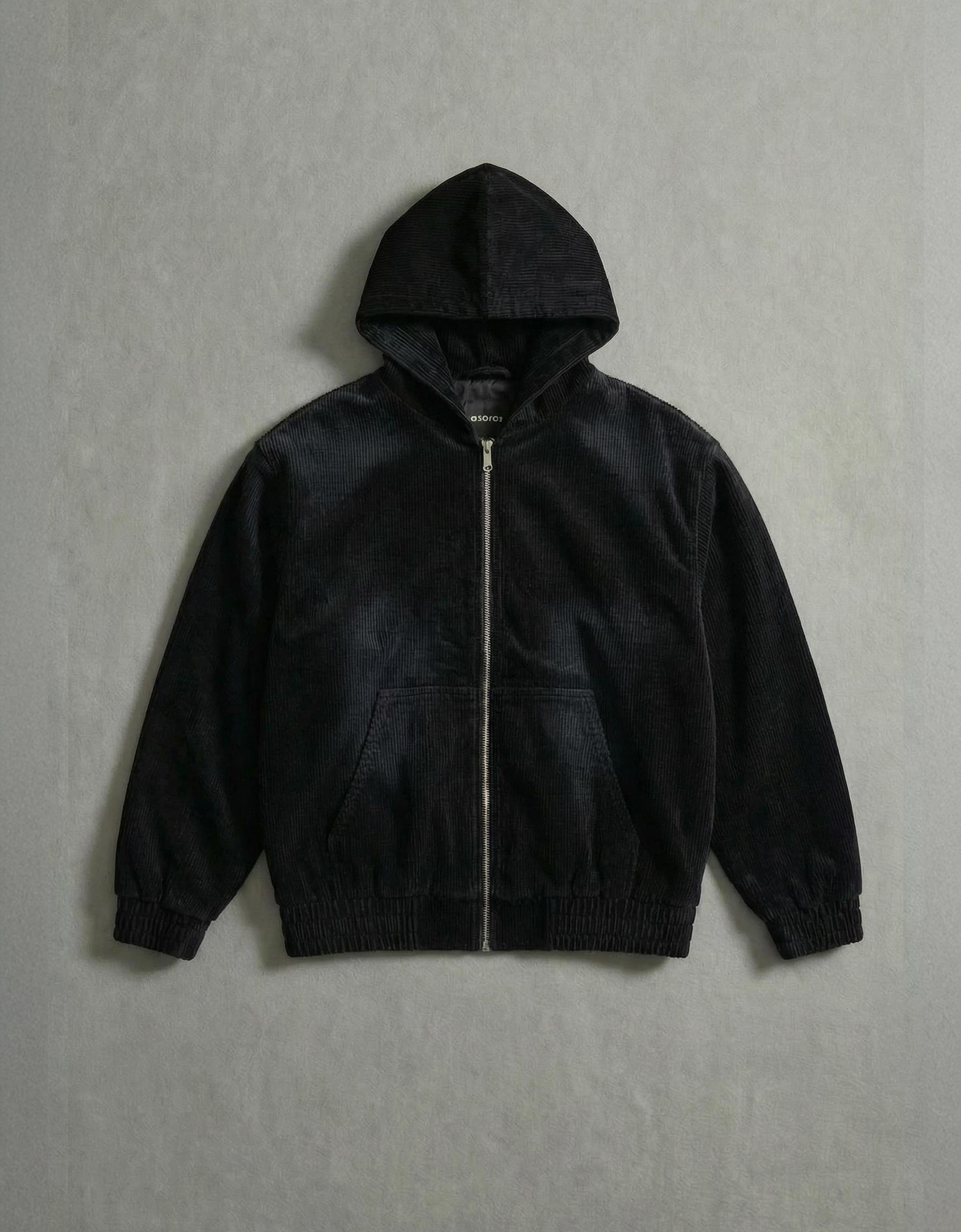 Kapüşonlu boxy fit fitilli ceket - Görsel 18