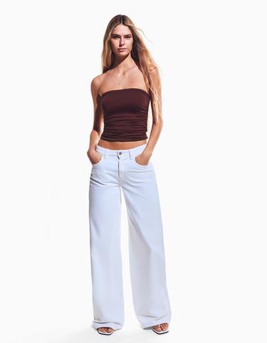 Ruched polyamide bandeau top — Burgundy 4