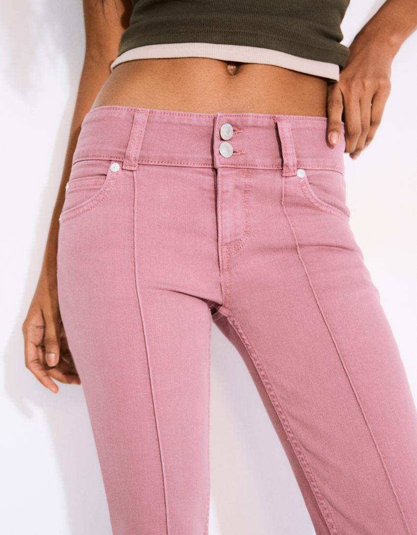 Bootcut-jeans med låg midja-Röd-1