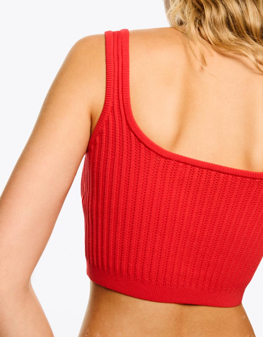 Top bretelle sottili fiocco-Rosso-1