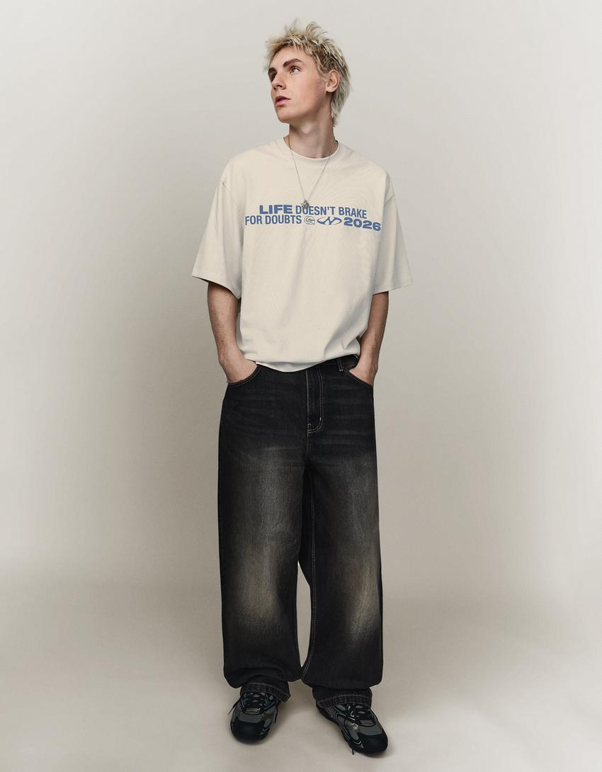 Short sleeve print T-shirt-Camel