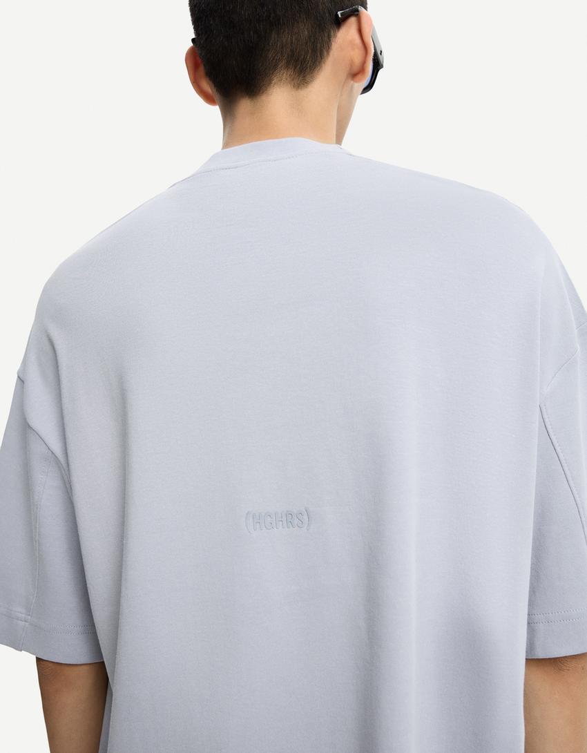 Maglietta maniche corte boxy-Azzurro Lavato-2