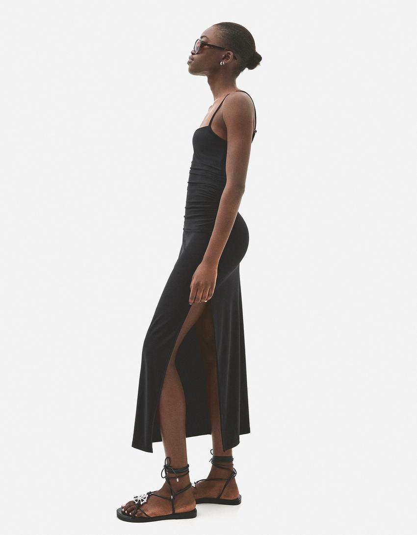Vestido midi tirantes-Negro-2