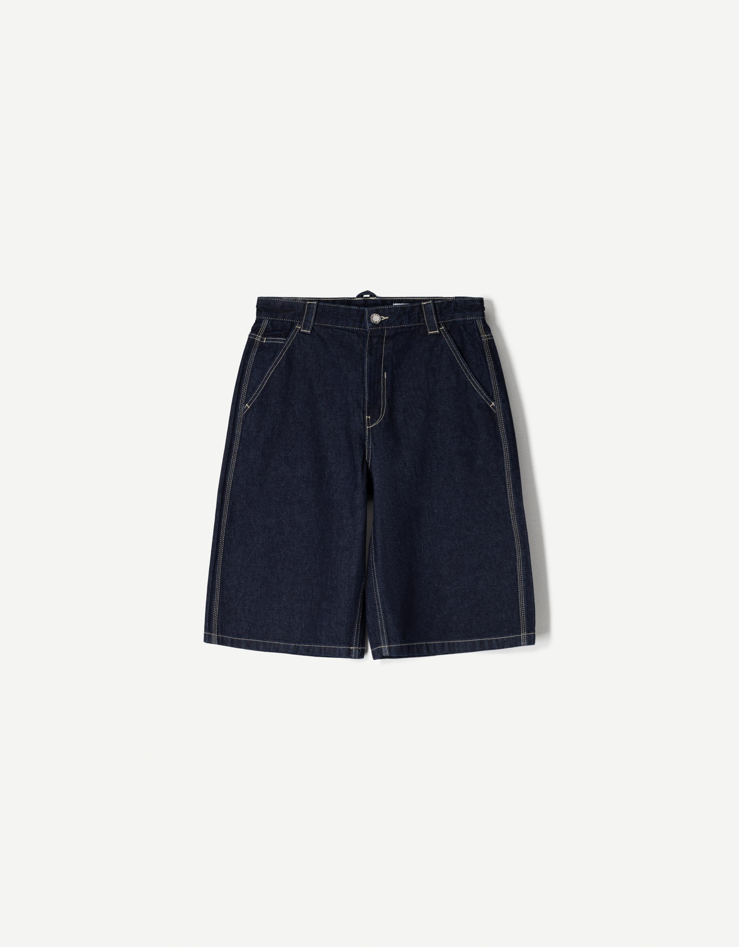 Bershka Skater-Denim-Bermudas Damen 32 Marinenblau