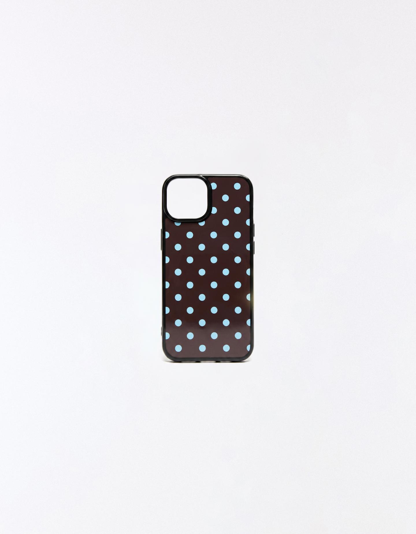 Bershka etui na telefon w kropki brązowy