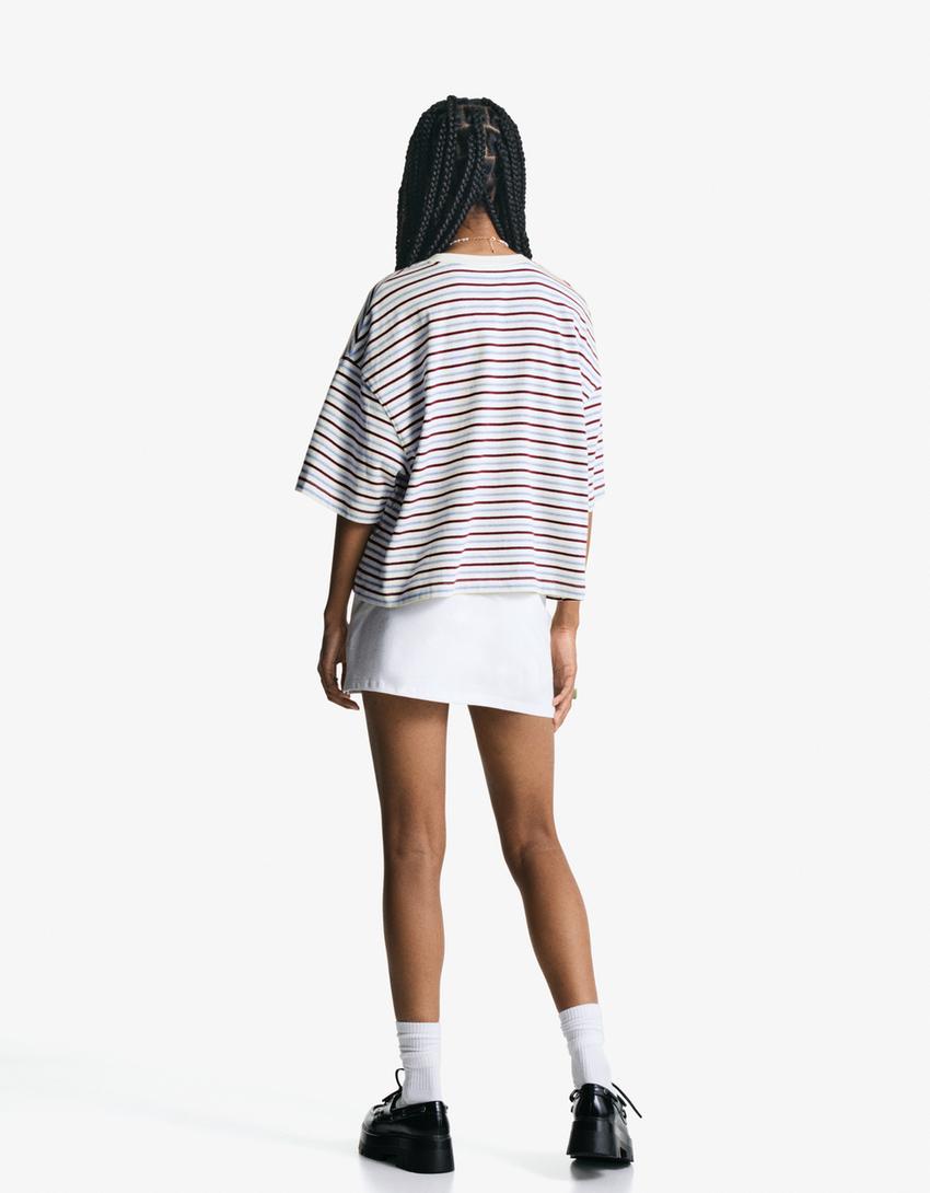 Boxy T-shirt met korte mouw-Wit-1