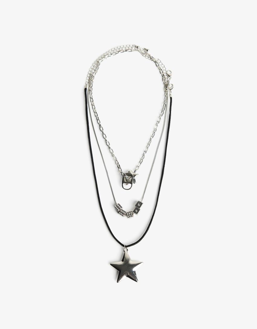 Lot 3 colliers multi-pendentifs-Argent-0