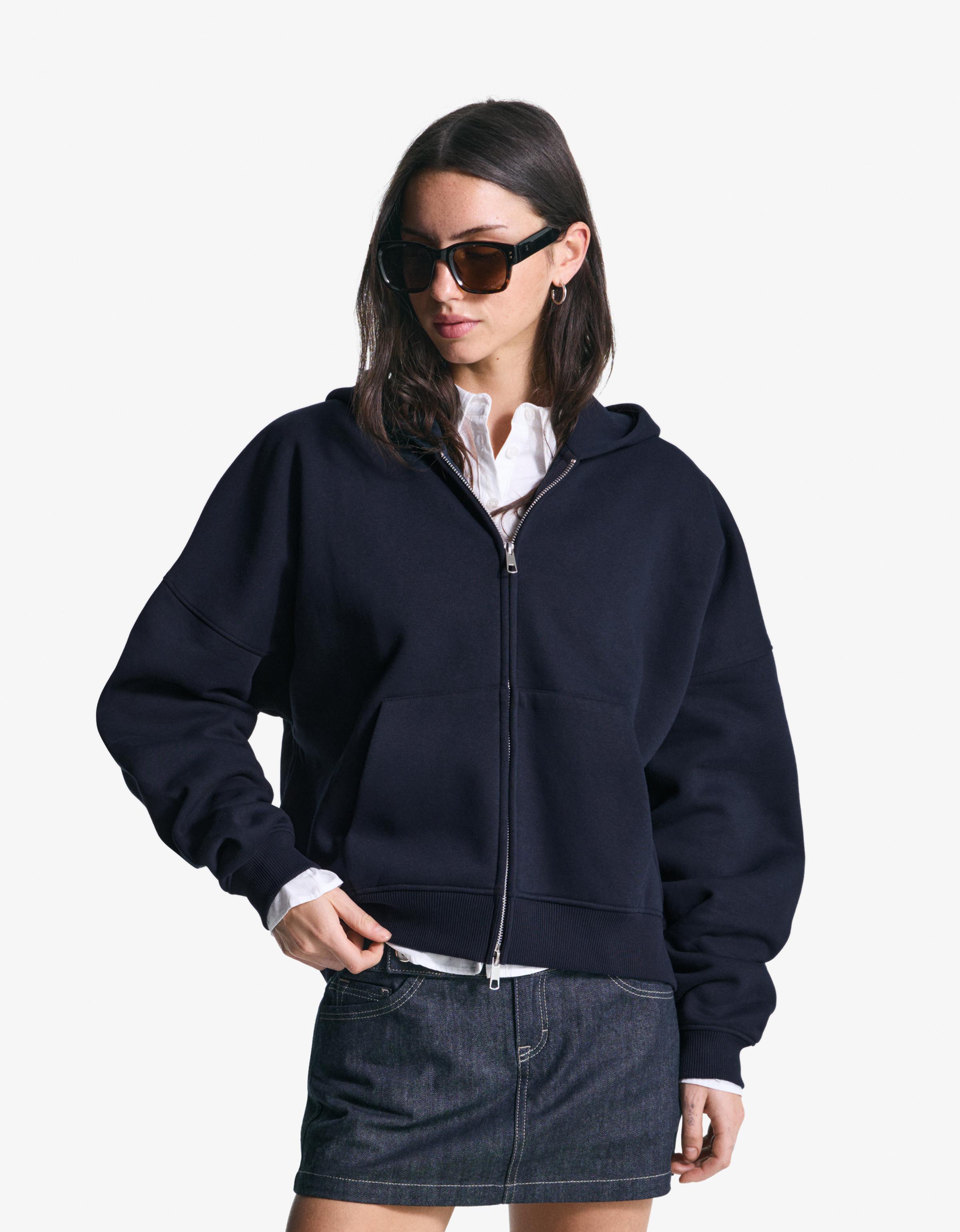 Kapüşonlu oversize fermuarlı sweatshirt - Görsel 138