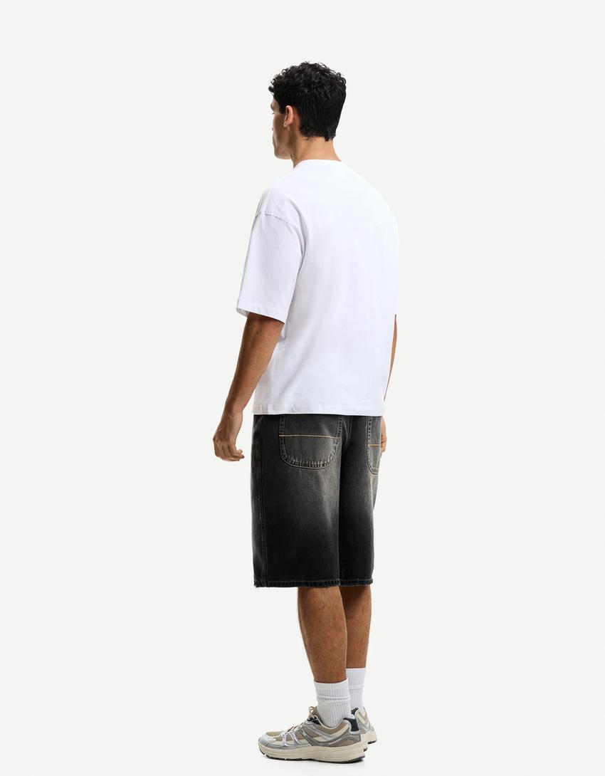 Bermude denim skater-Negru
