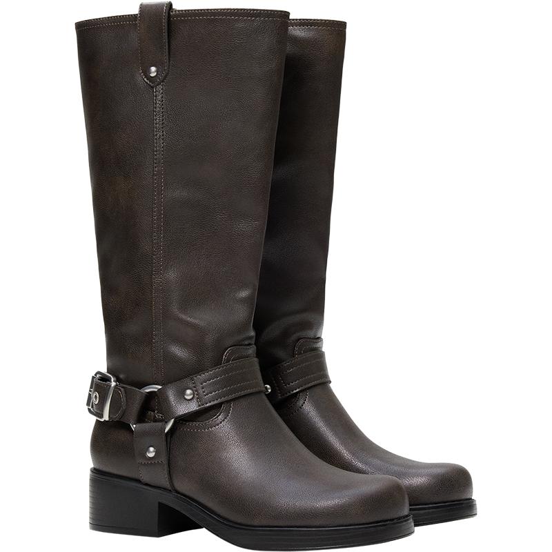 Biker boots with buckle — Brown