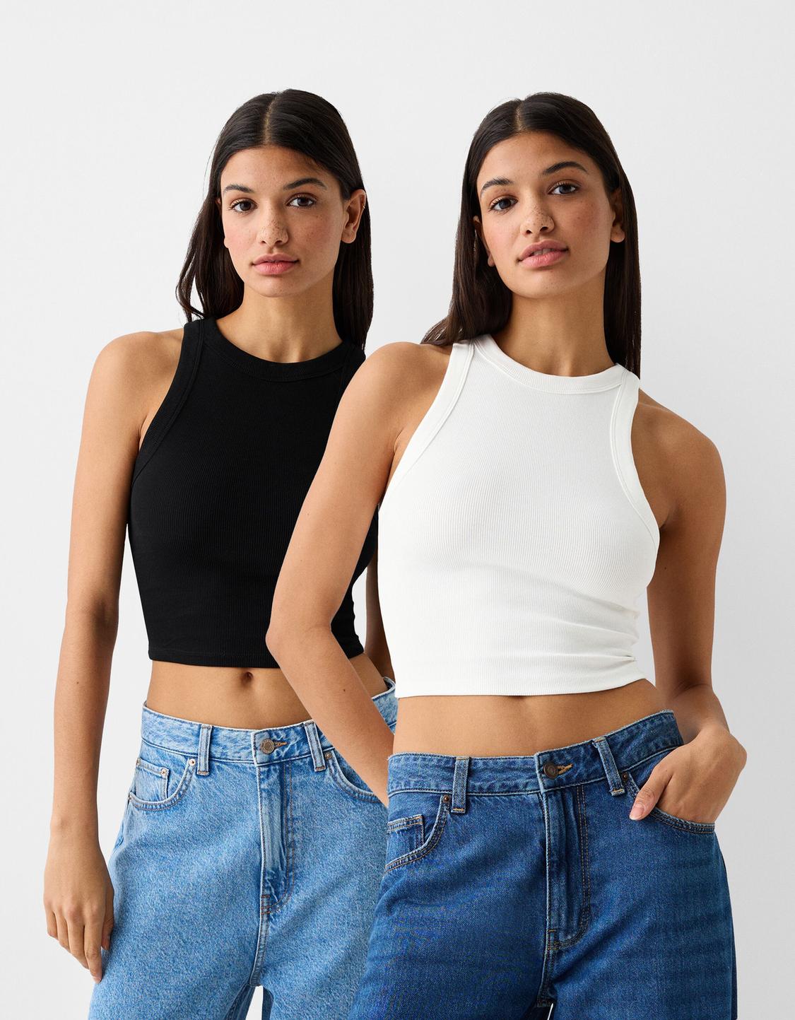 2-pack of sleeveless ribbed T-shirts