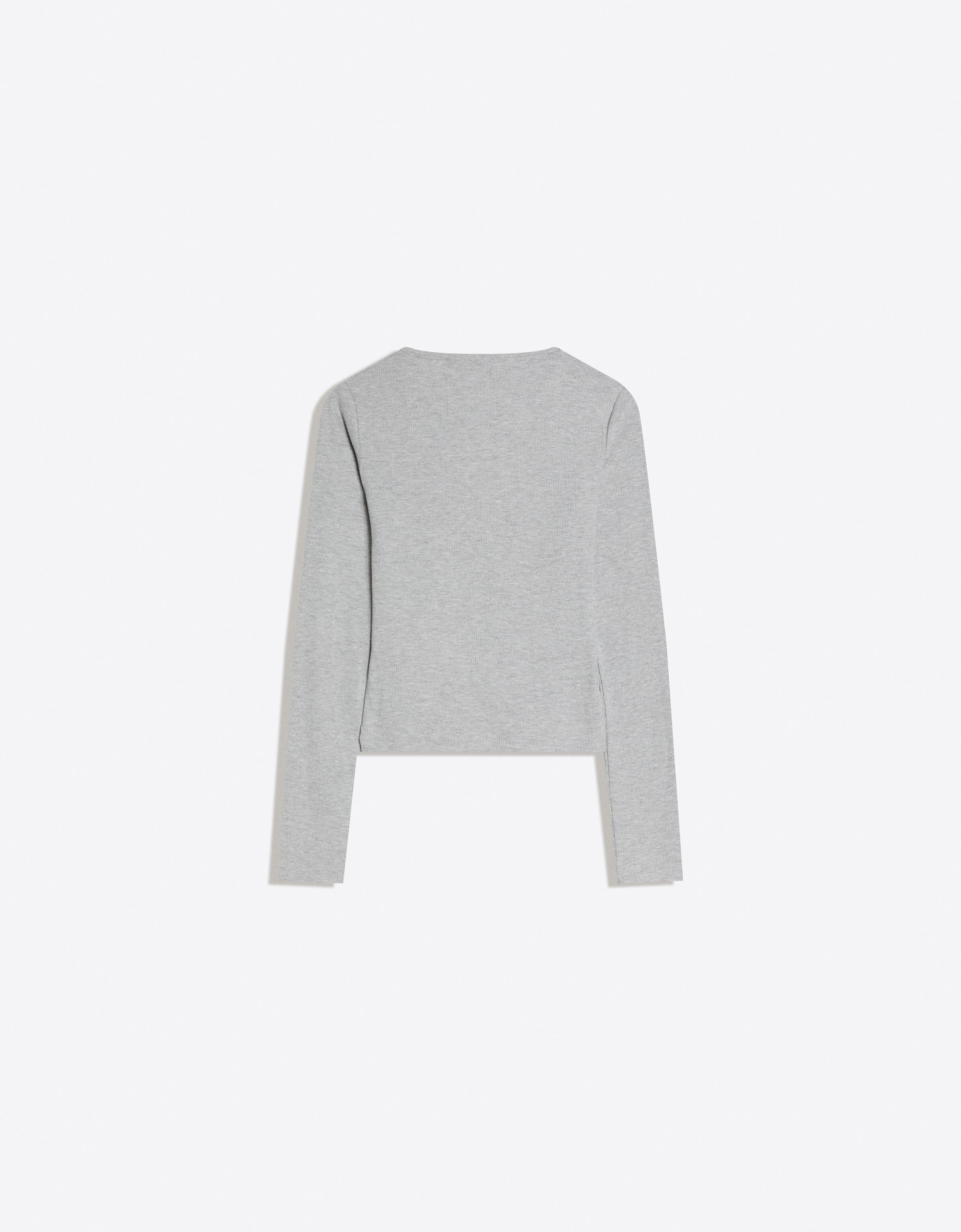 Long-sleeved studded T-shirt — Grey