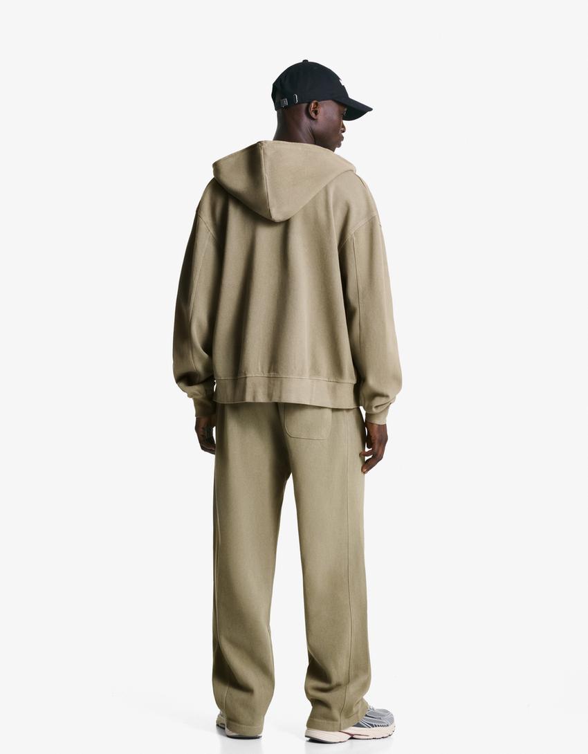 Pikee-Hose mit Washed-Effekt-Steinfarbe