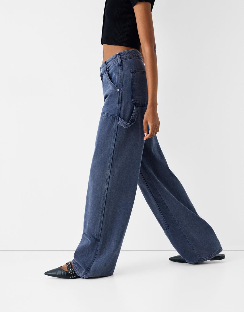 سروال عمالي ريفي تويل-أزرق داكن-3