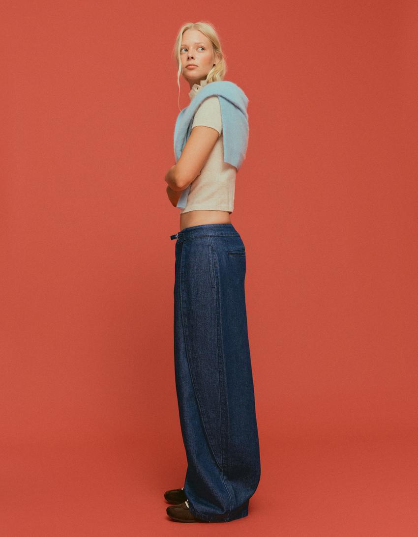 Jeans twisted pliegues-Azul