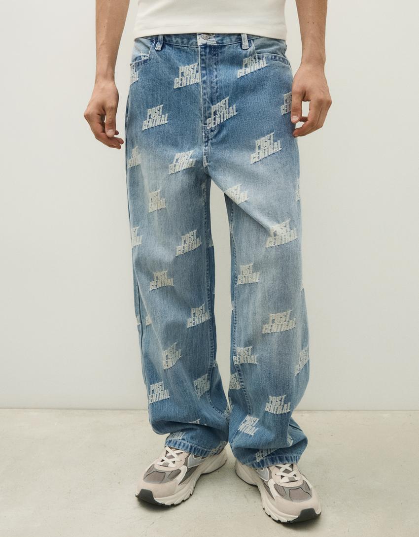 Jacquard jeans-Light blue
