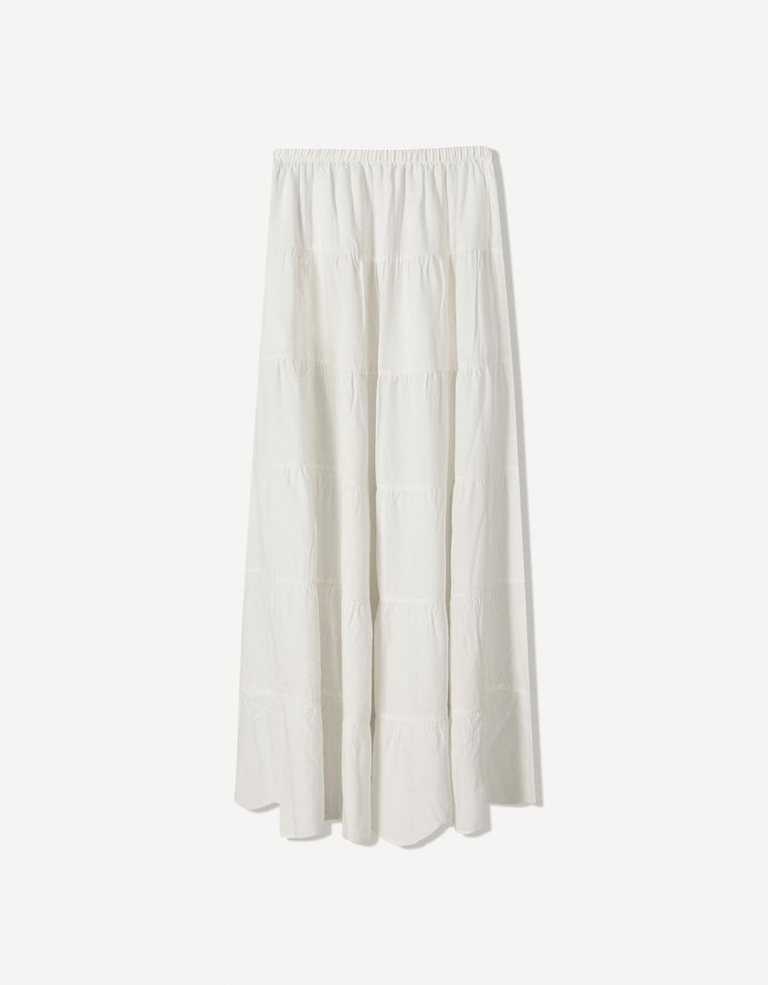 Rustic midi skirt-White-3