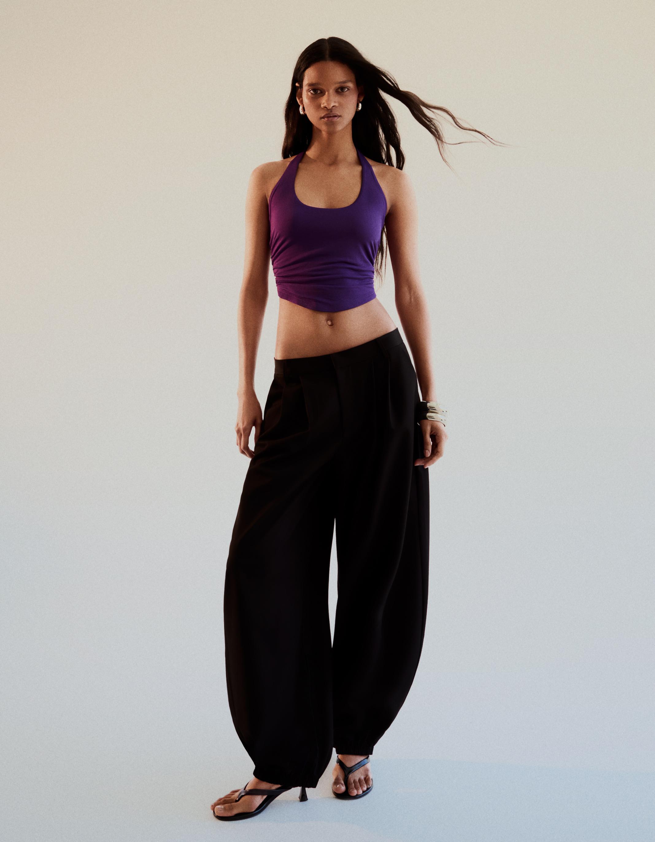 Halter neck top with back knot — Violet