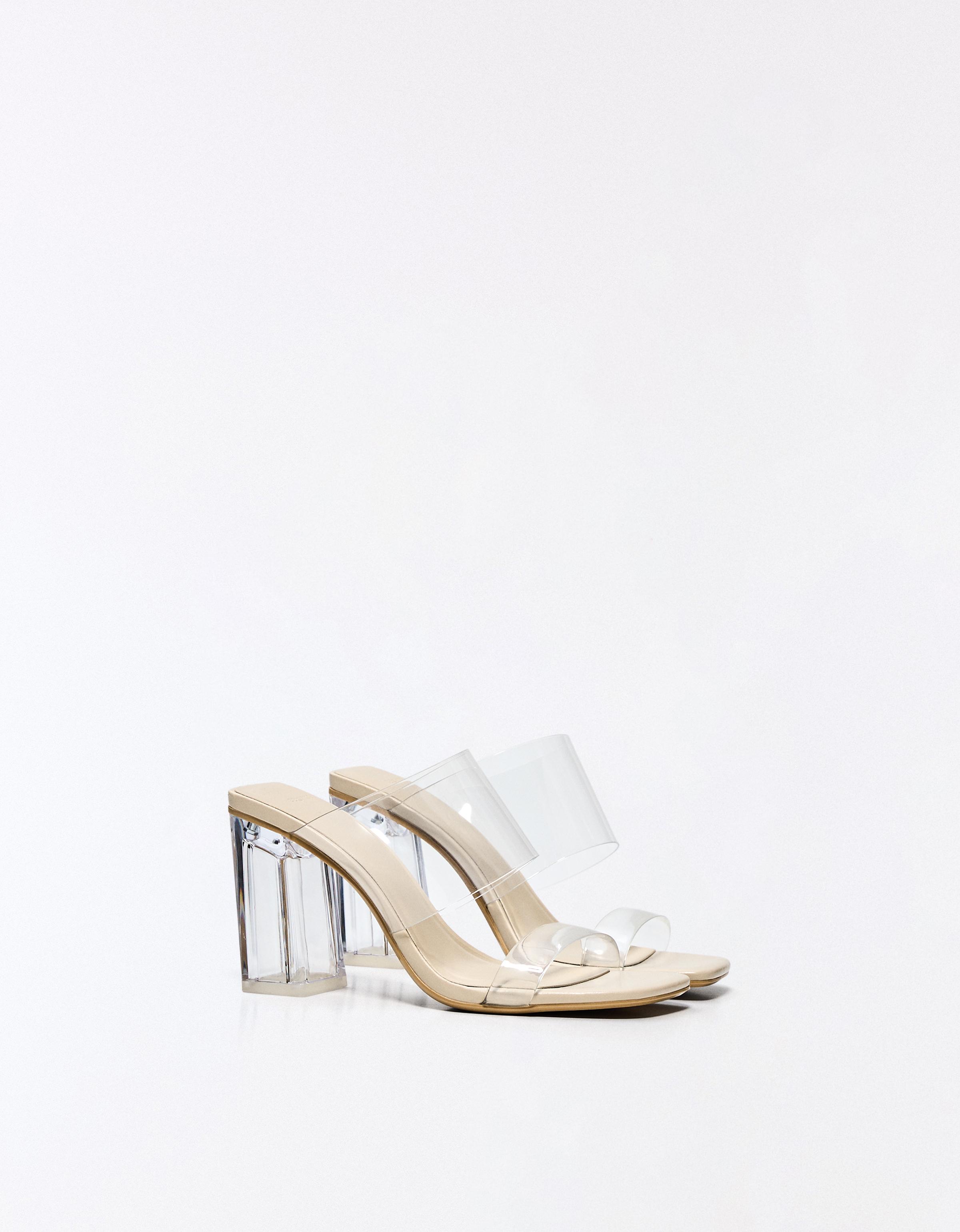 Vinyl heeled sandals — Sheer