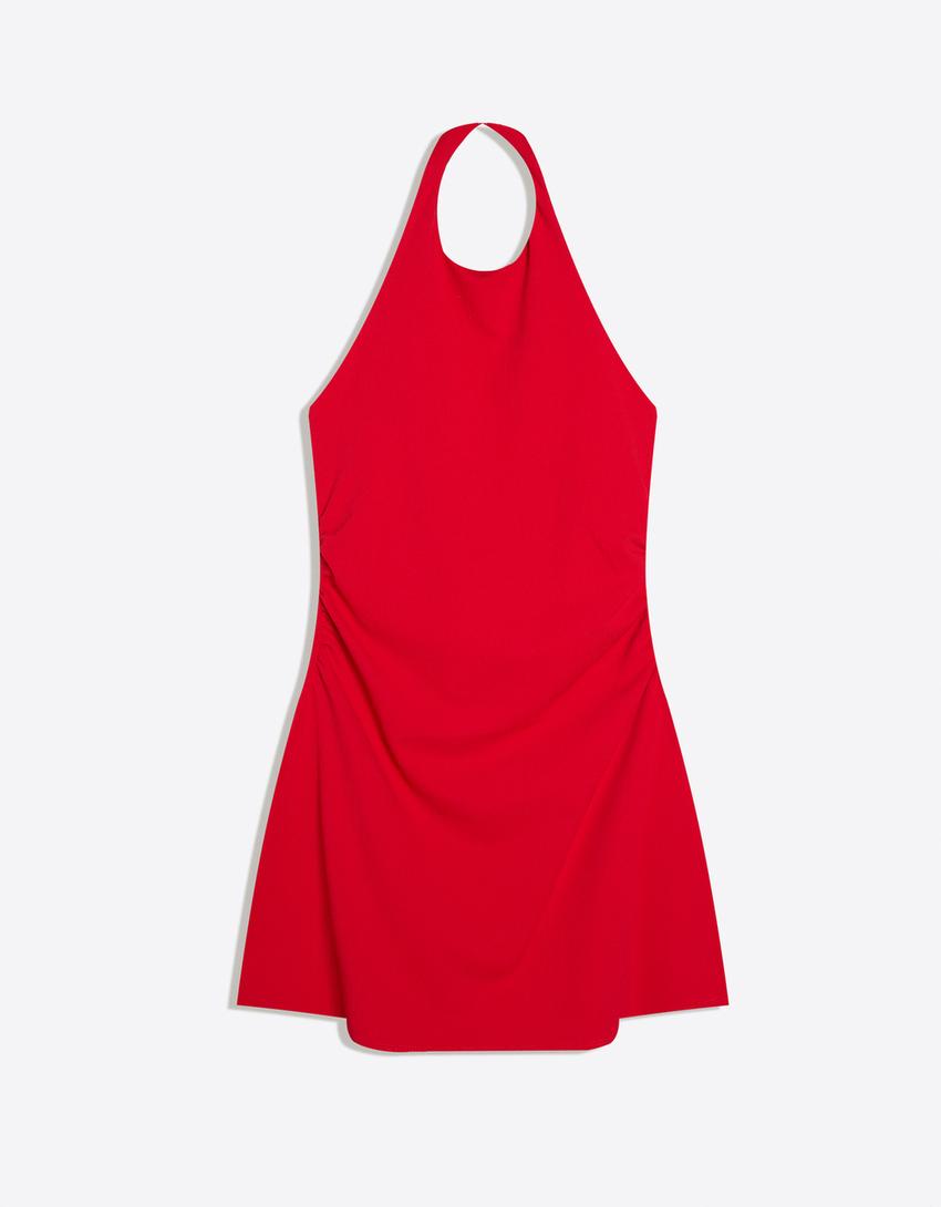 Mini-Neckholderkleid-Rot