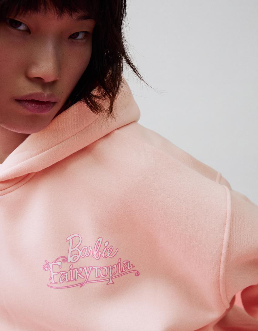 Bibble print hood sweatshirt with hood-Pink