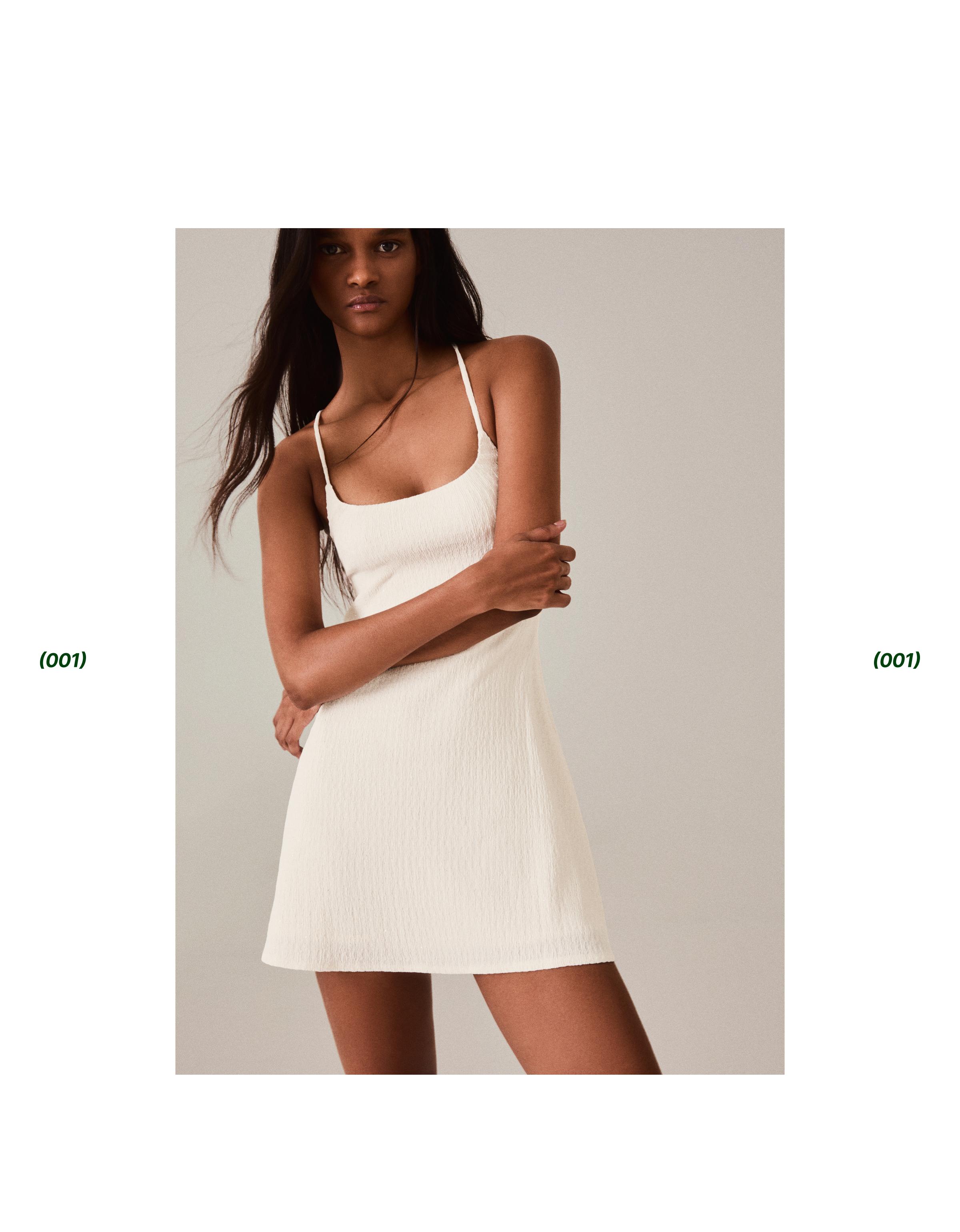 Shimmery rustic mini dress — Cream