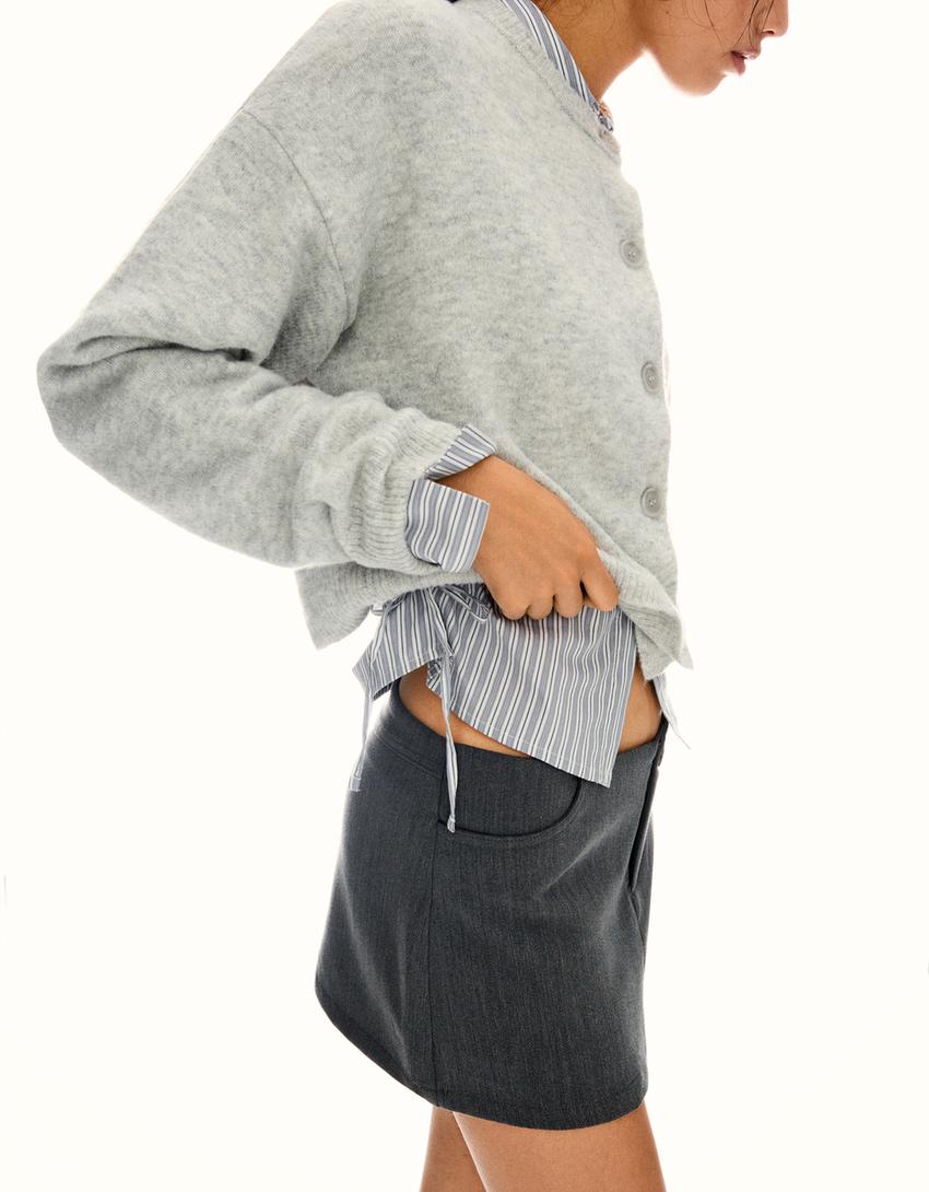 Soft touch buttoned cardigan-Grey
