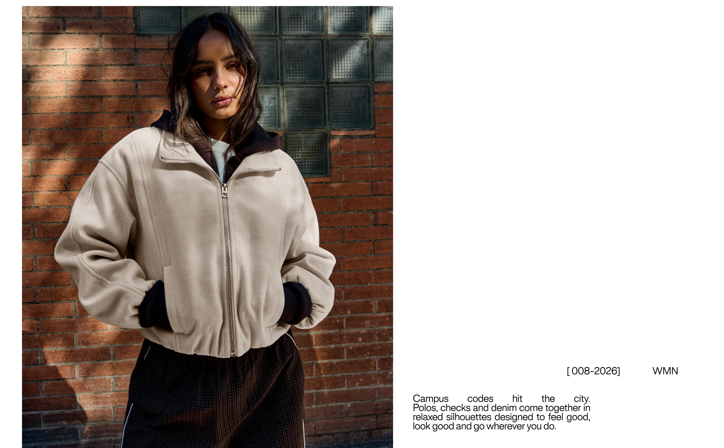 Felt-effect jacket with gathered hem — Cream