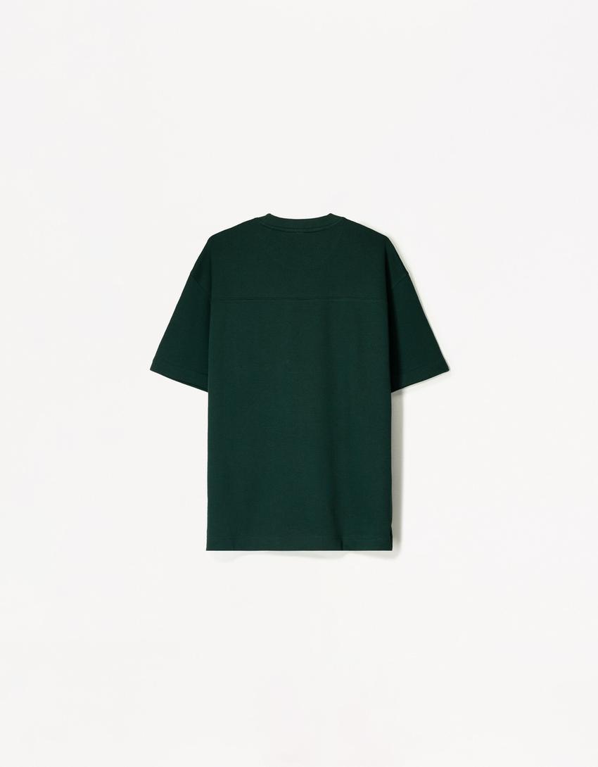 Short sleeve plush T-shirt-Green-5