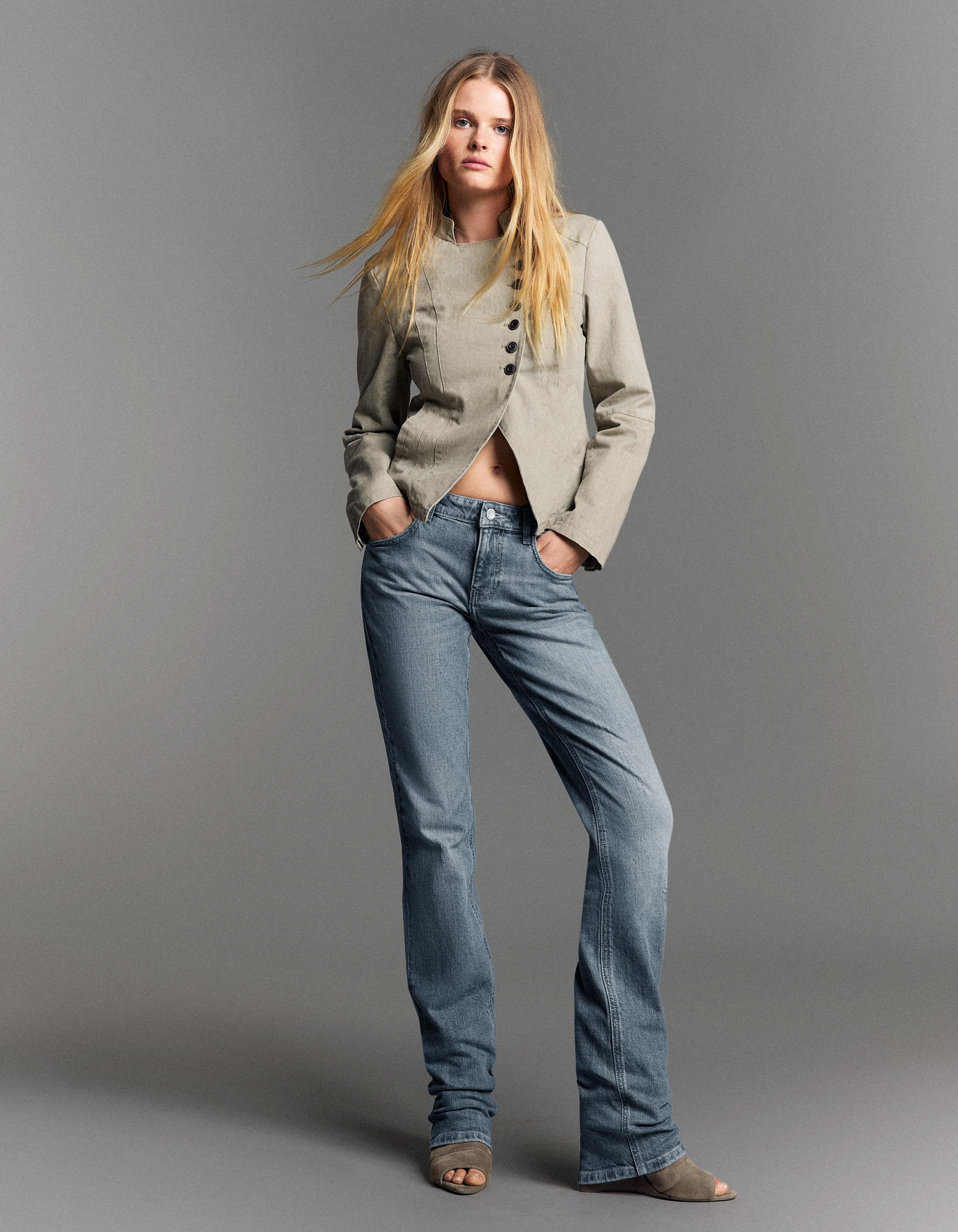 Bershka Jeans Slim Tiro Bajo Mujer Azul Lavado