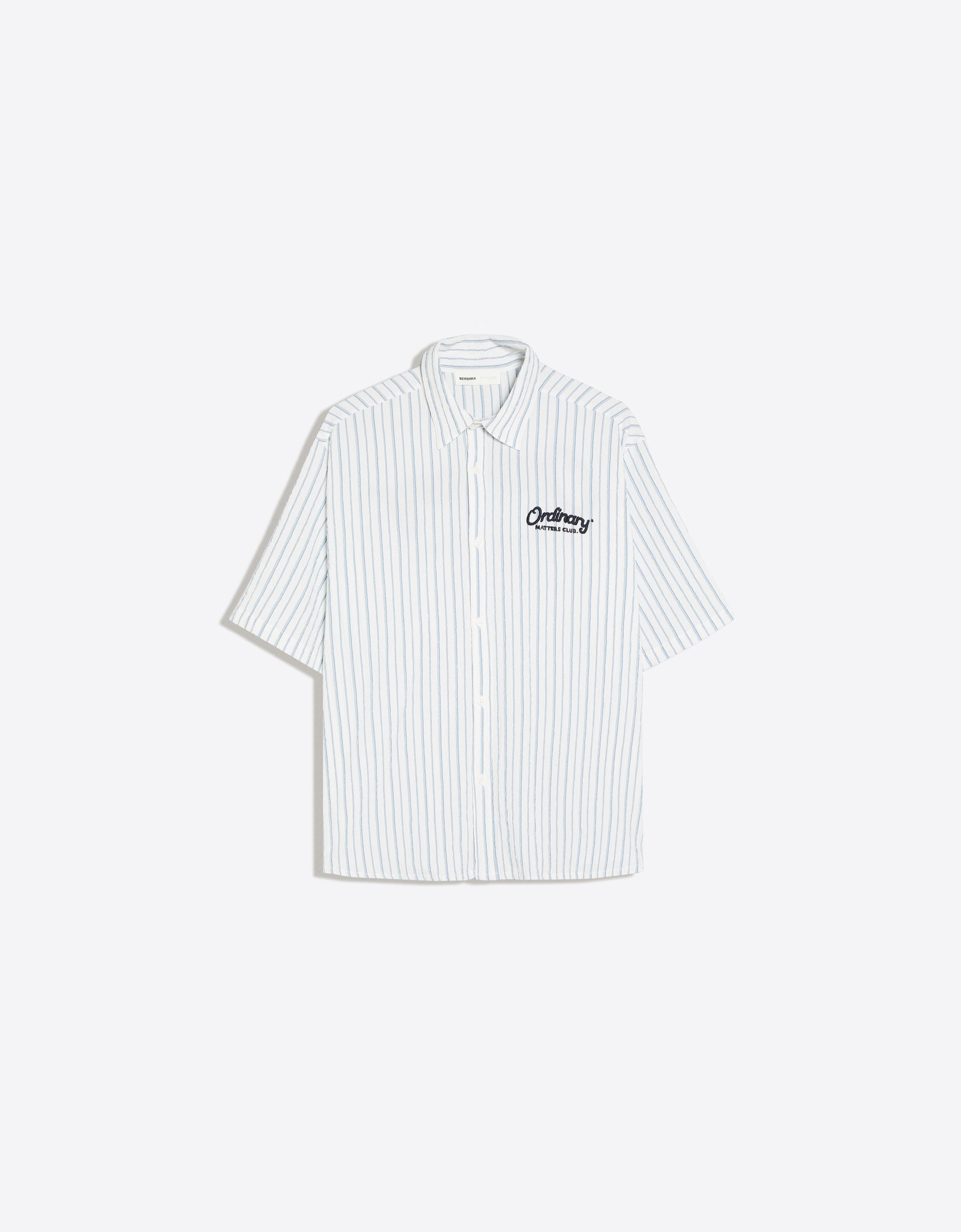 Short sleeve striped print shirt — White