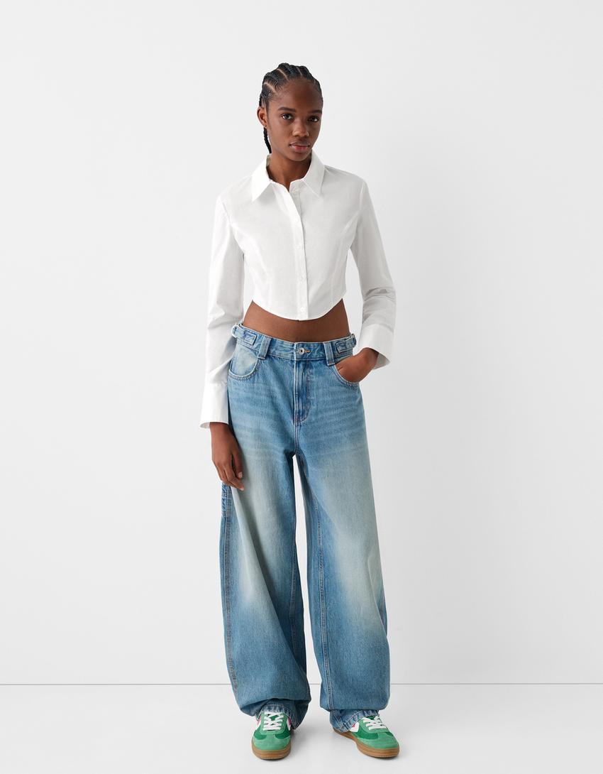 Chemise cintrée manches longues rayures-Blanc-3
