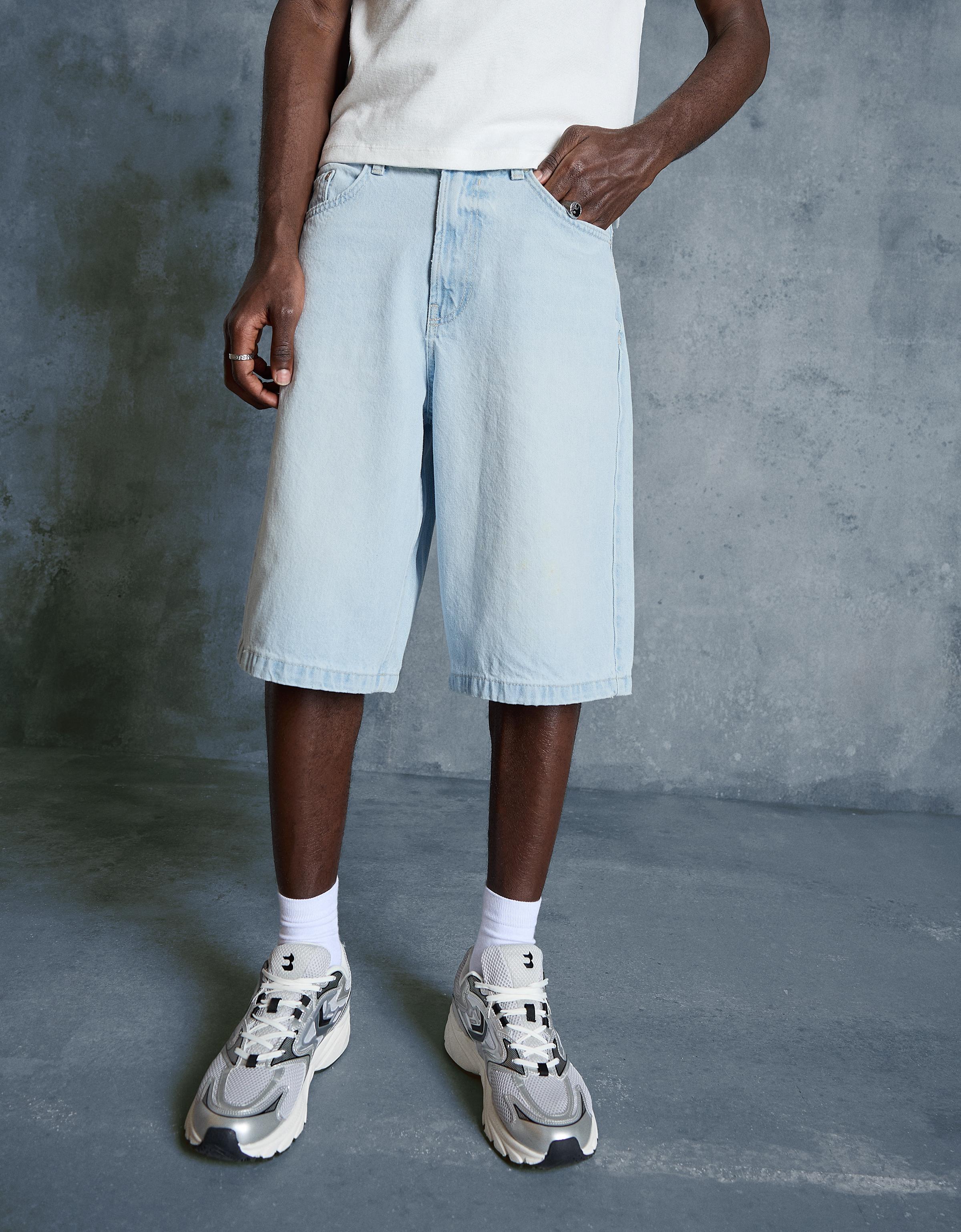 Baggy fit denim bermuda - Görsel 161