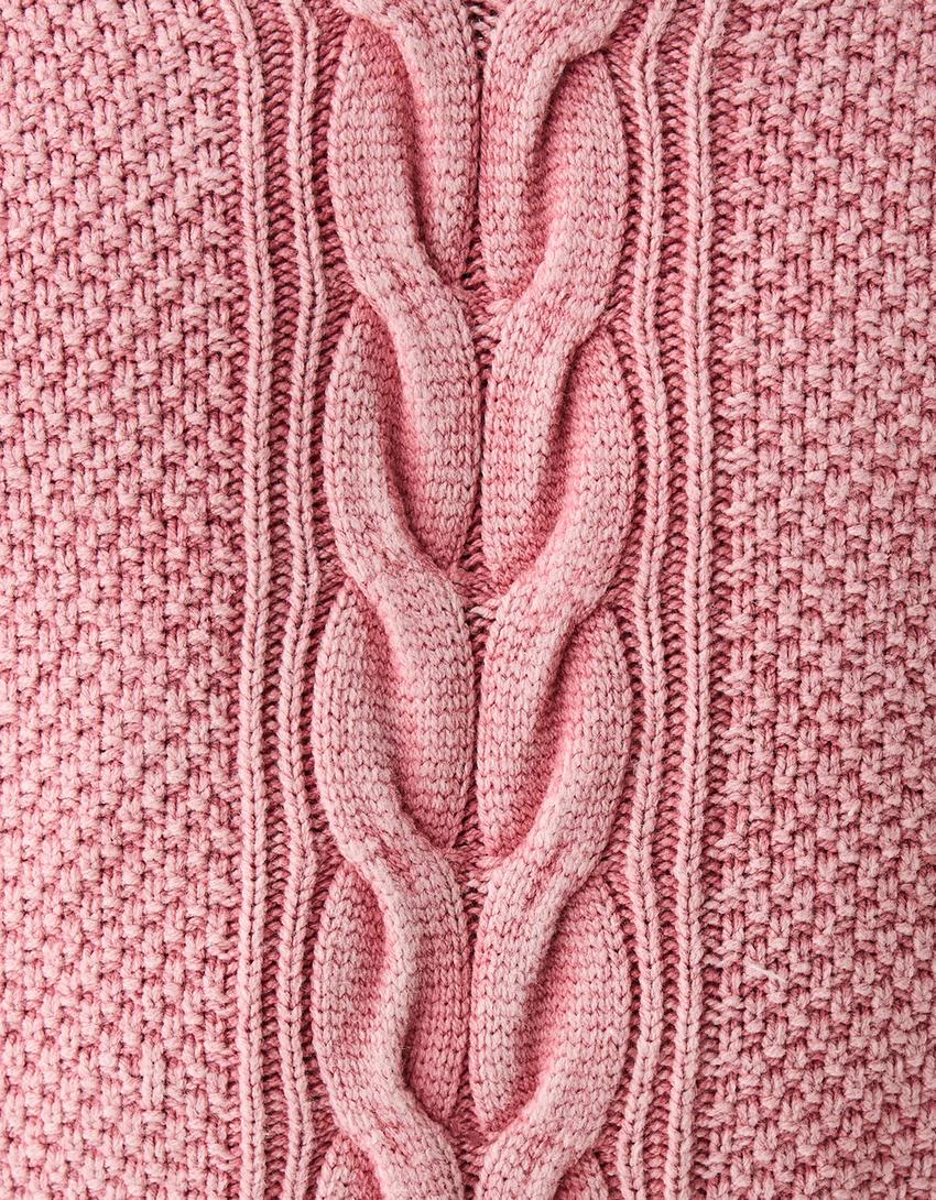 Gilet sans manches tressé-Rose-6