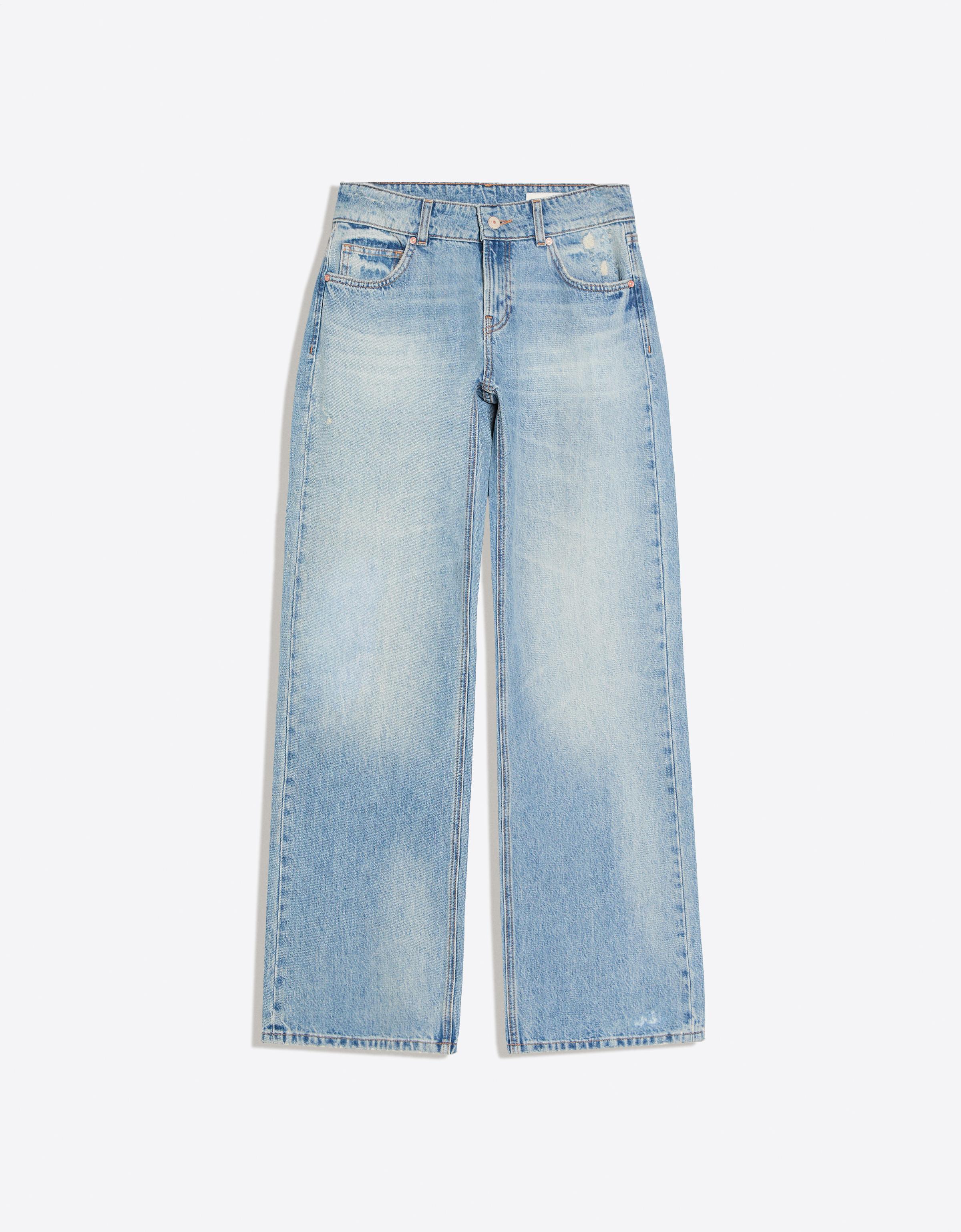 Mid-waist straight jeans — Light blue