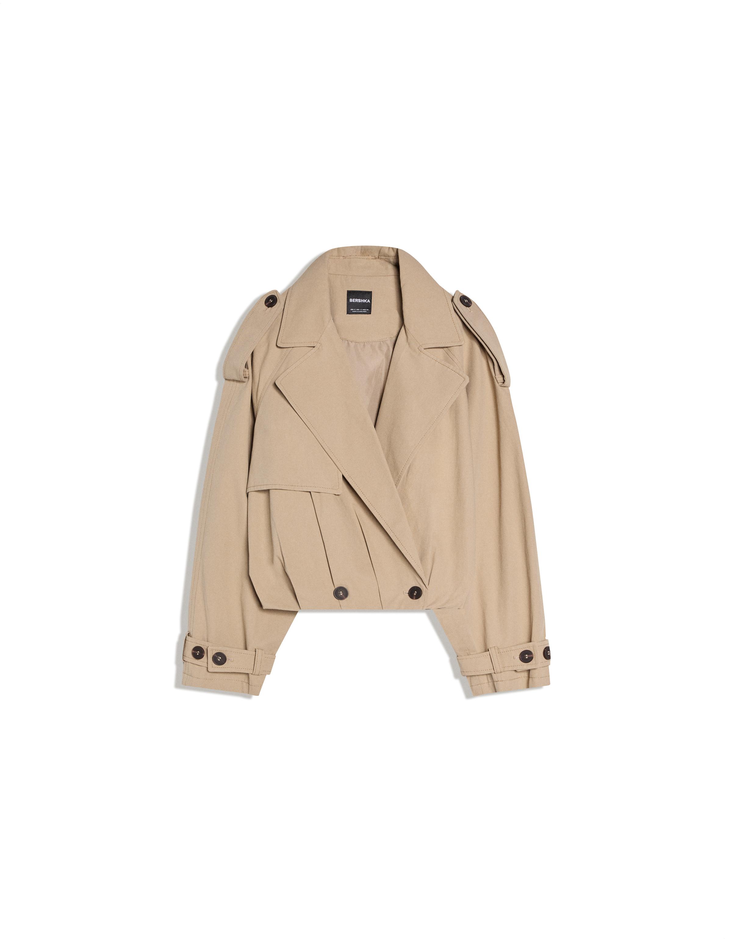 Balloon effect cropped trench coat — Camel
