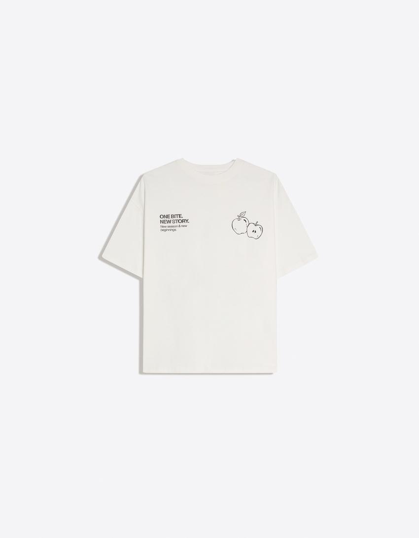 Camiseta manga corta print-Blanco roto