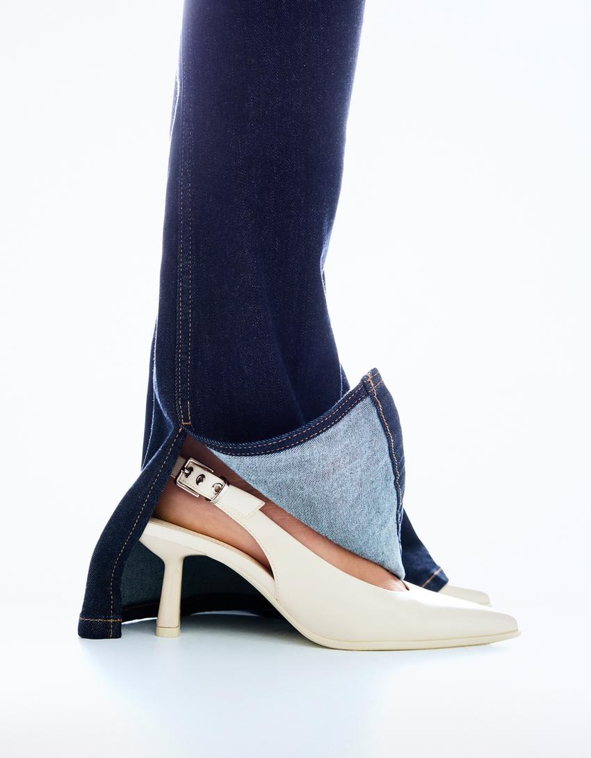 Zapato tacón kitten destalonado-Crudo