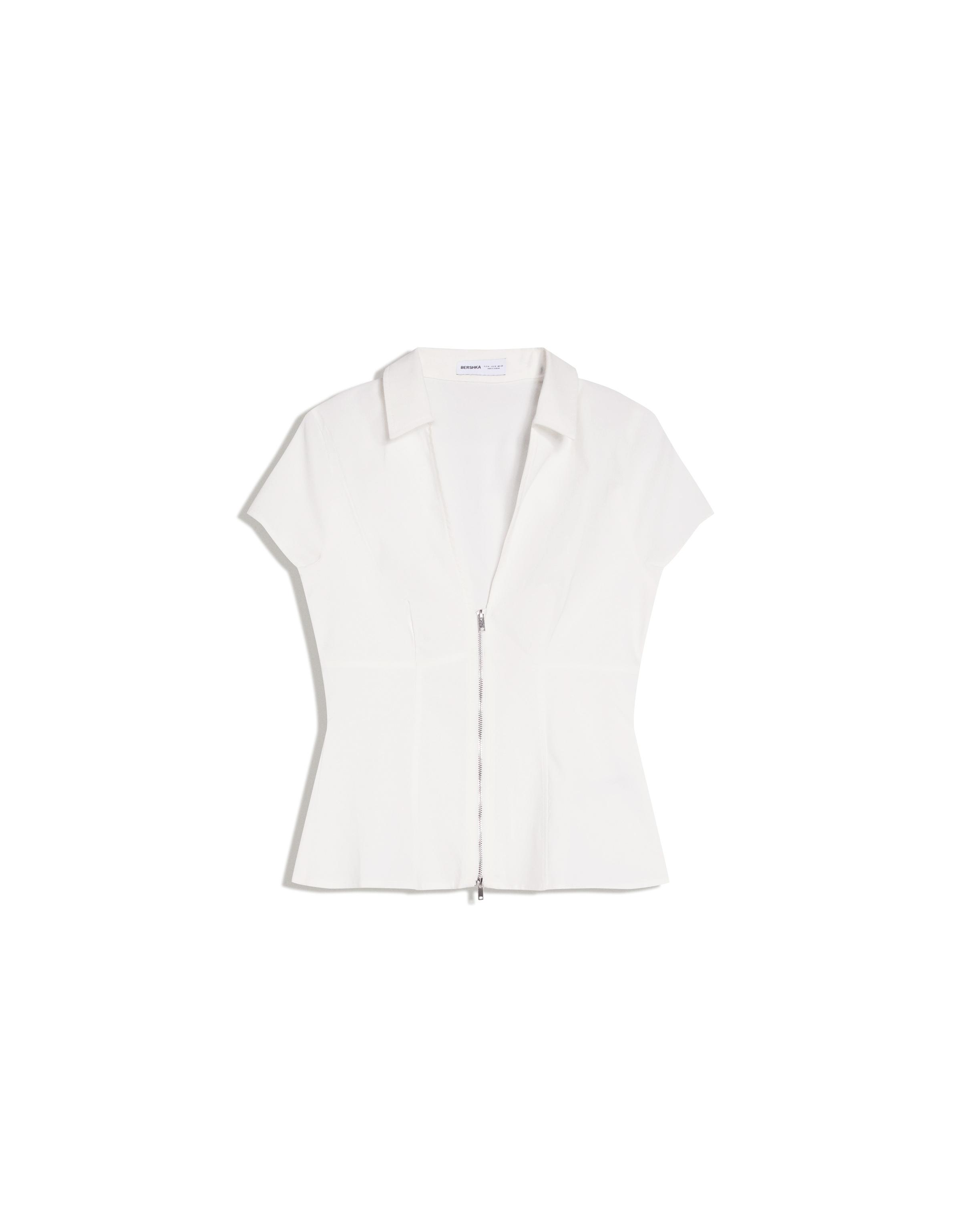 Short sleeve zip shirt — White