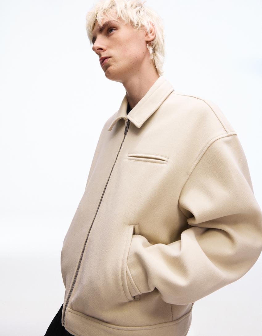 Kurtka flauszowa na zamek-Popielaty