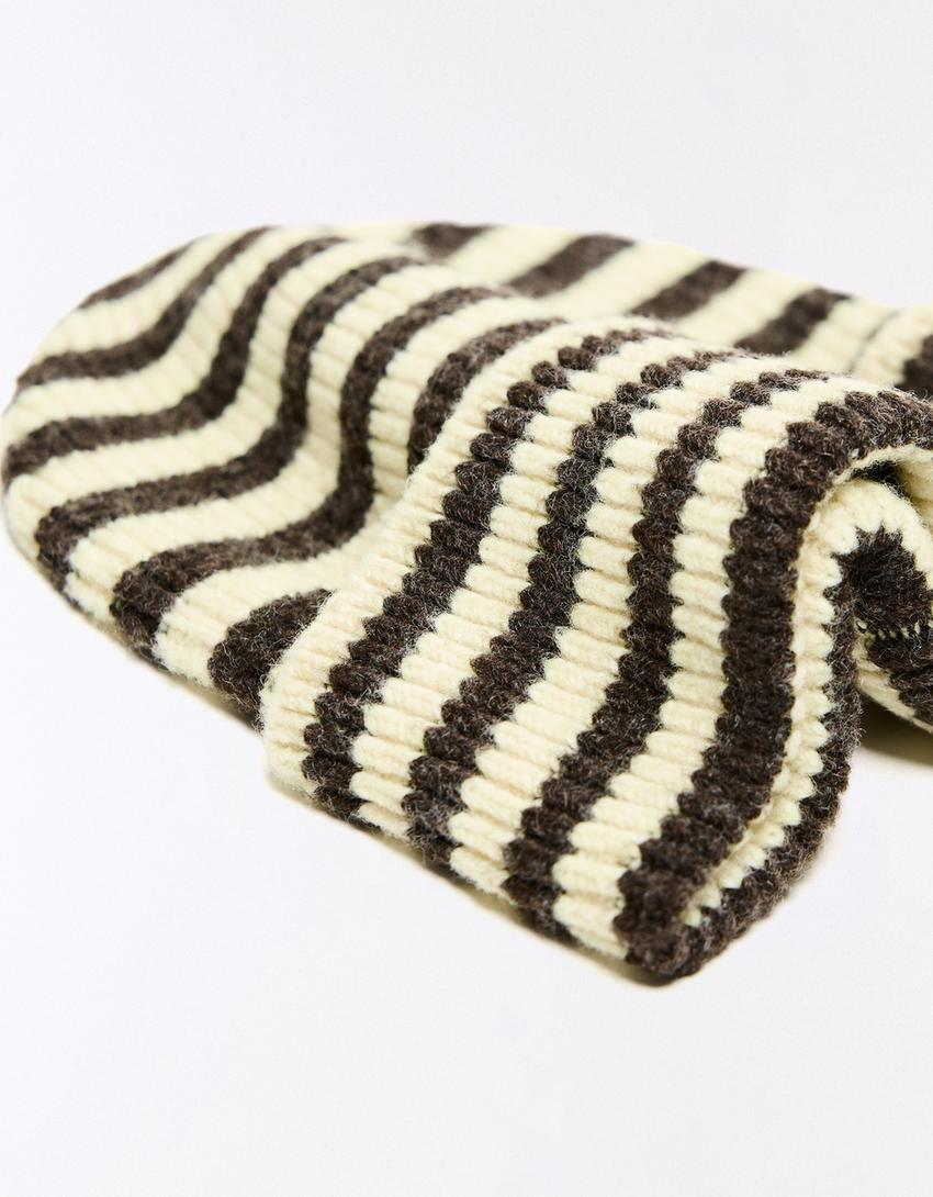 Gestreifte Skater-Beanie-Gelb