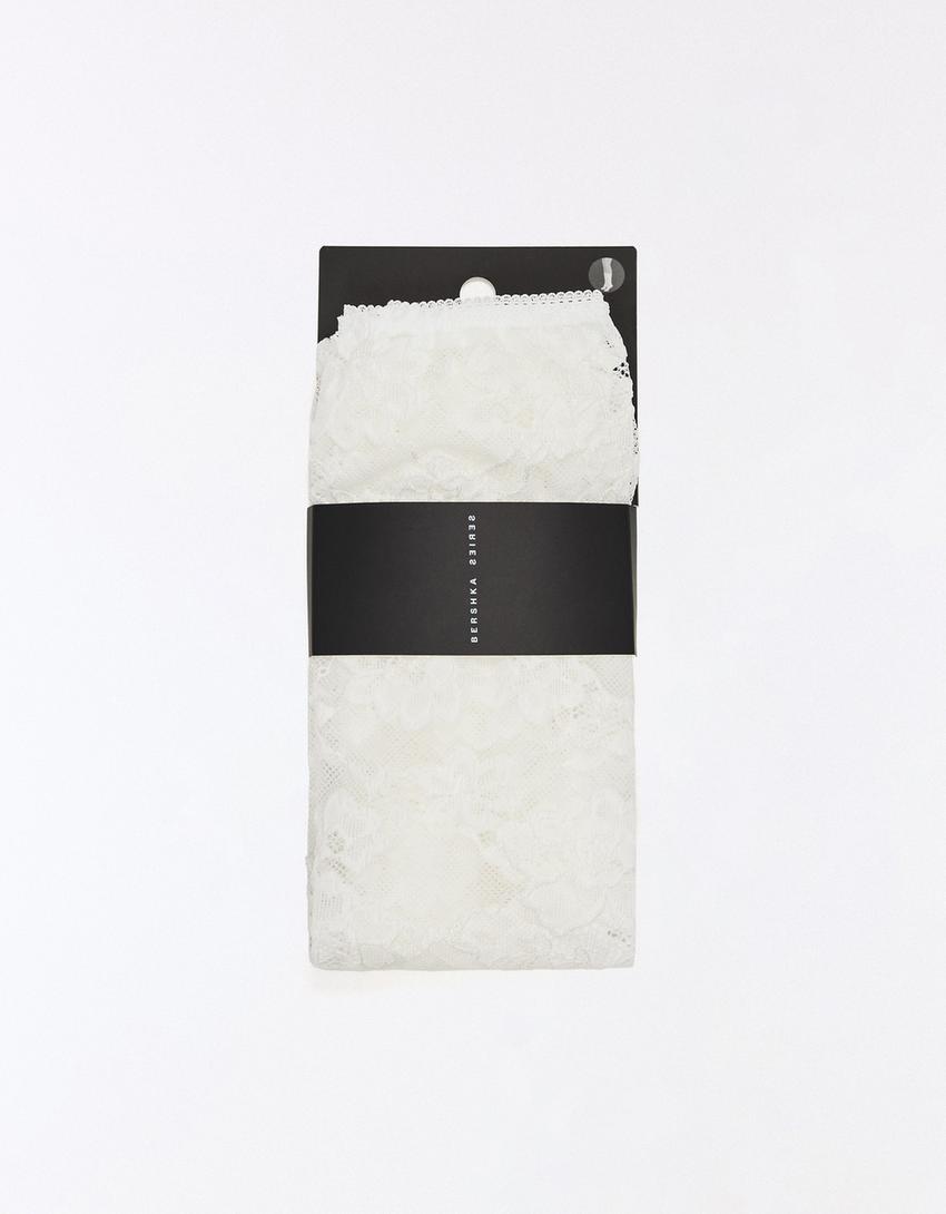 Leggings capri dentelle-Blanc