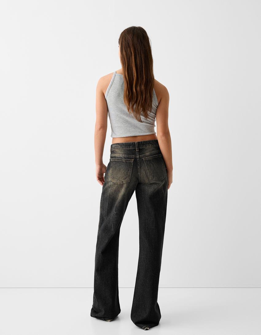 Flared baggy jeans-Black-2