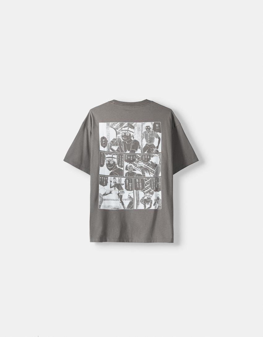 تيشرت جونجي إيتو بقصّة مربعة وأكمام قصيرة-رمادي-5