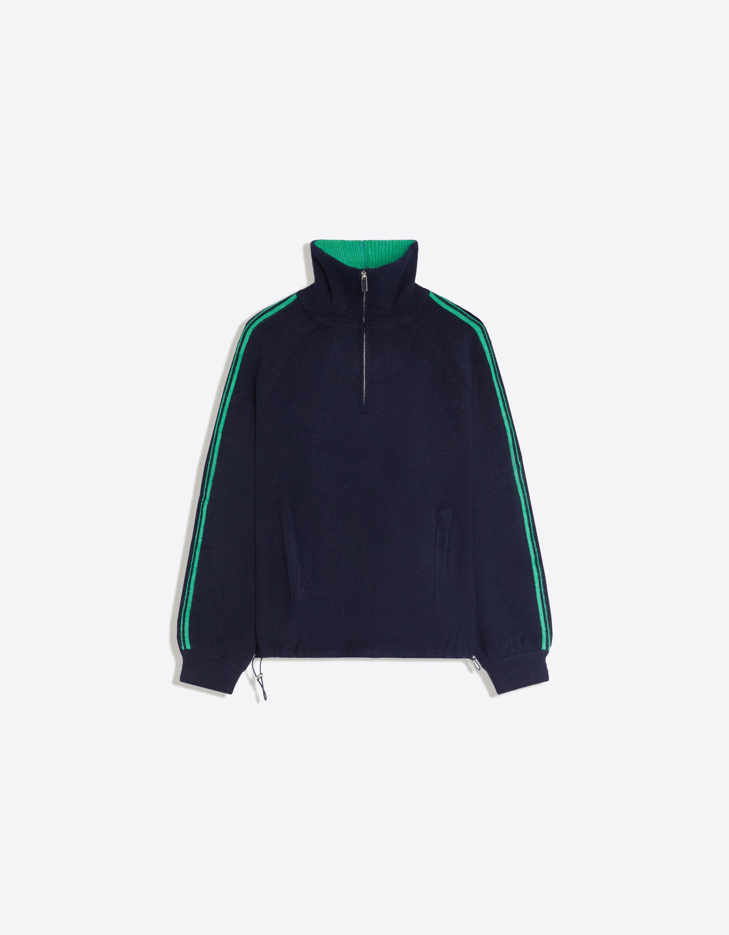 Contrast neck half-length zip jumper — Blue