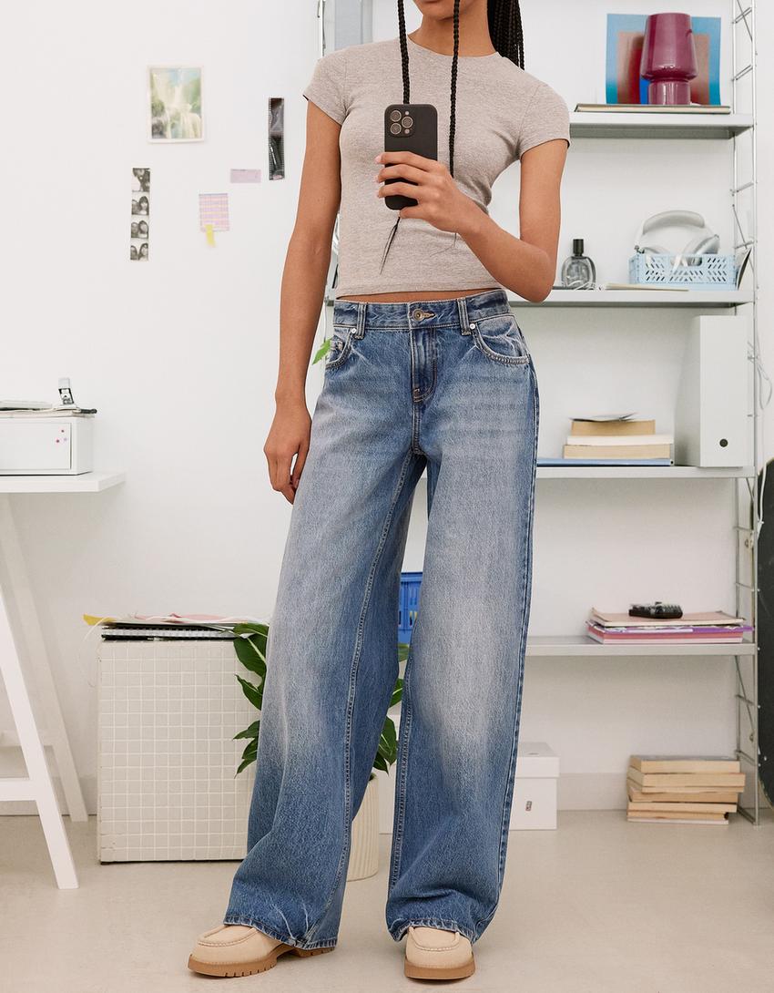 Boyfriend-Jeans-Ausgewaschenes Blau-2